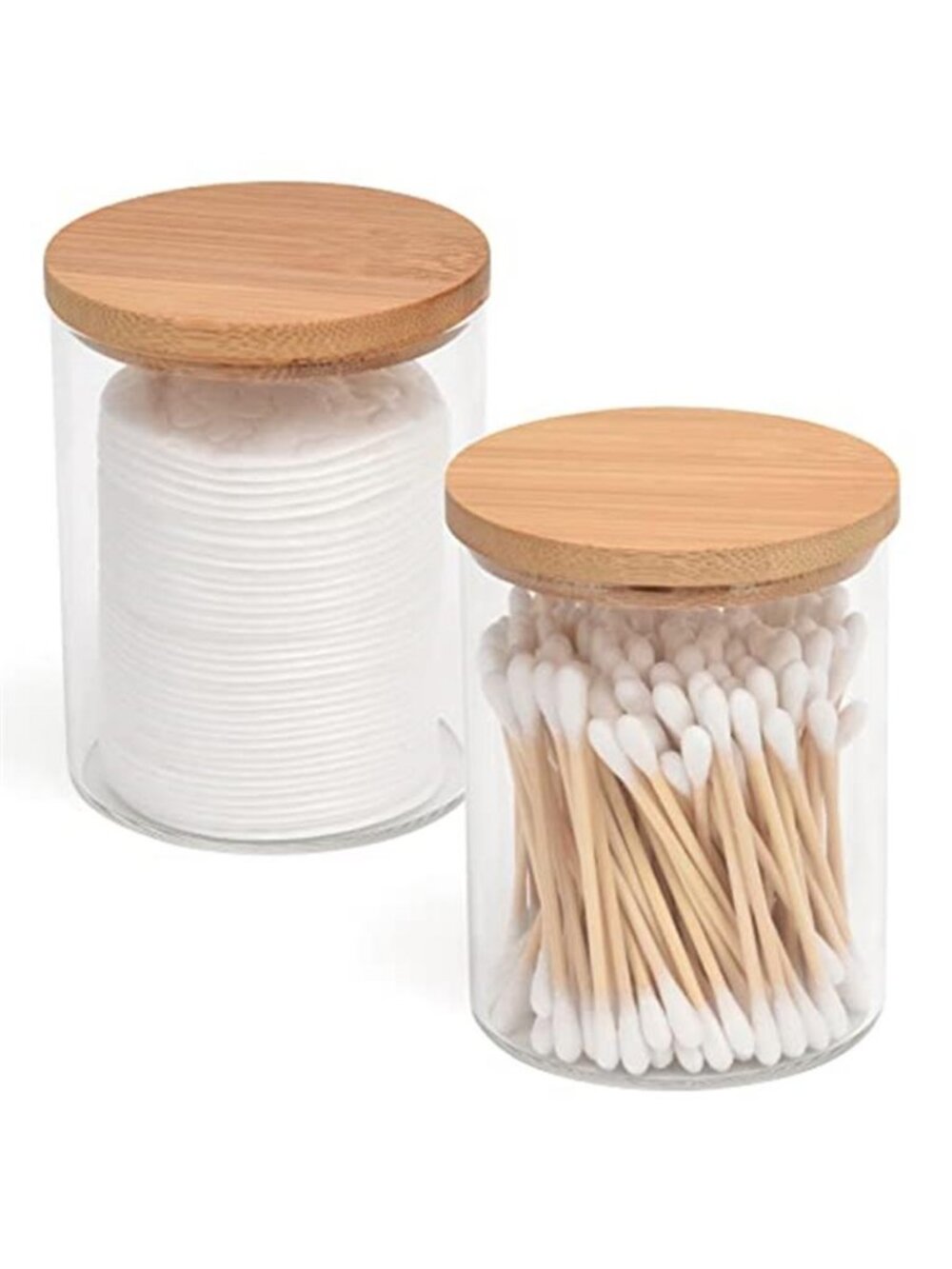 2 Pack Glass Qtip Holder Dispenser for Cotton Ball,Swab,Pads,Floss